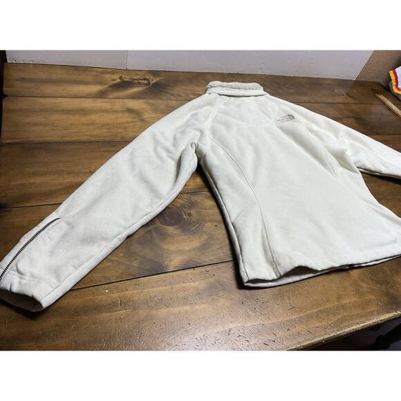 The North Face Apex Jacket Small Beige Faux Leather Full Zip Fleece Logo - Picture 15 of 16